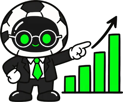 The Sensible Stats mascot pointing at a rising bar chart.